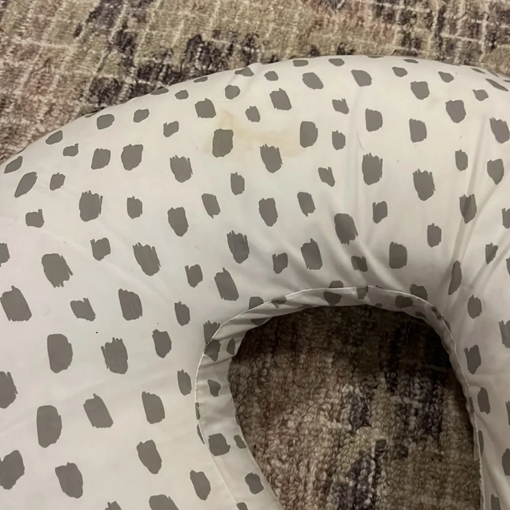 Boppy Pillow with Pottery Barn Kids Grey Brushstroke Cover - lightly used